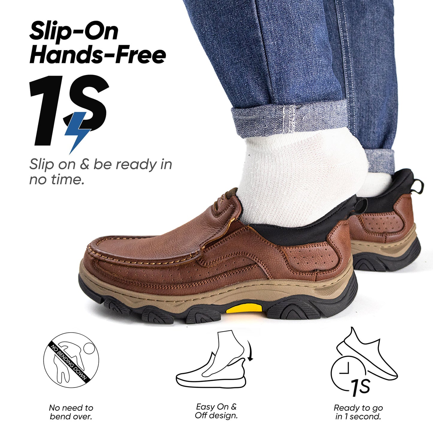 UPIShi® - Orthopedic Hands Free Slip On Leather Walking Loafers