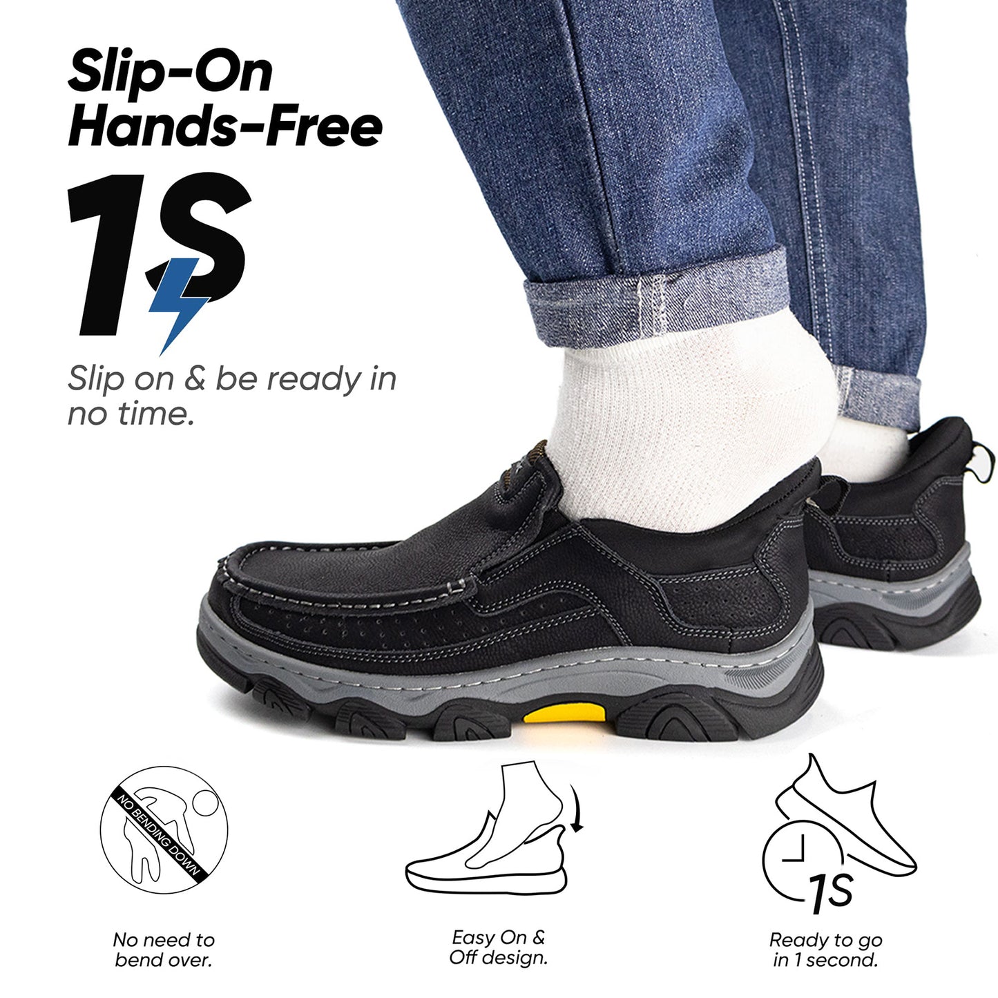 UPIShi® - Orthopedic Hands Free Slip On Leather Walking Loafers