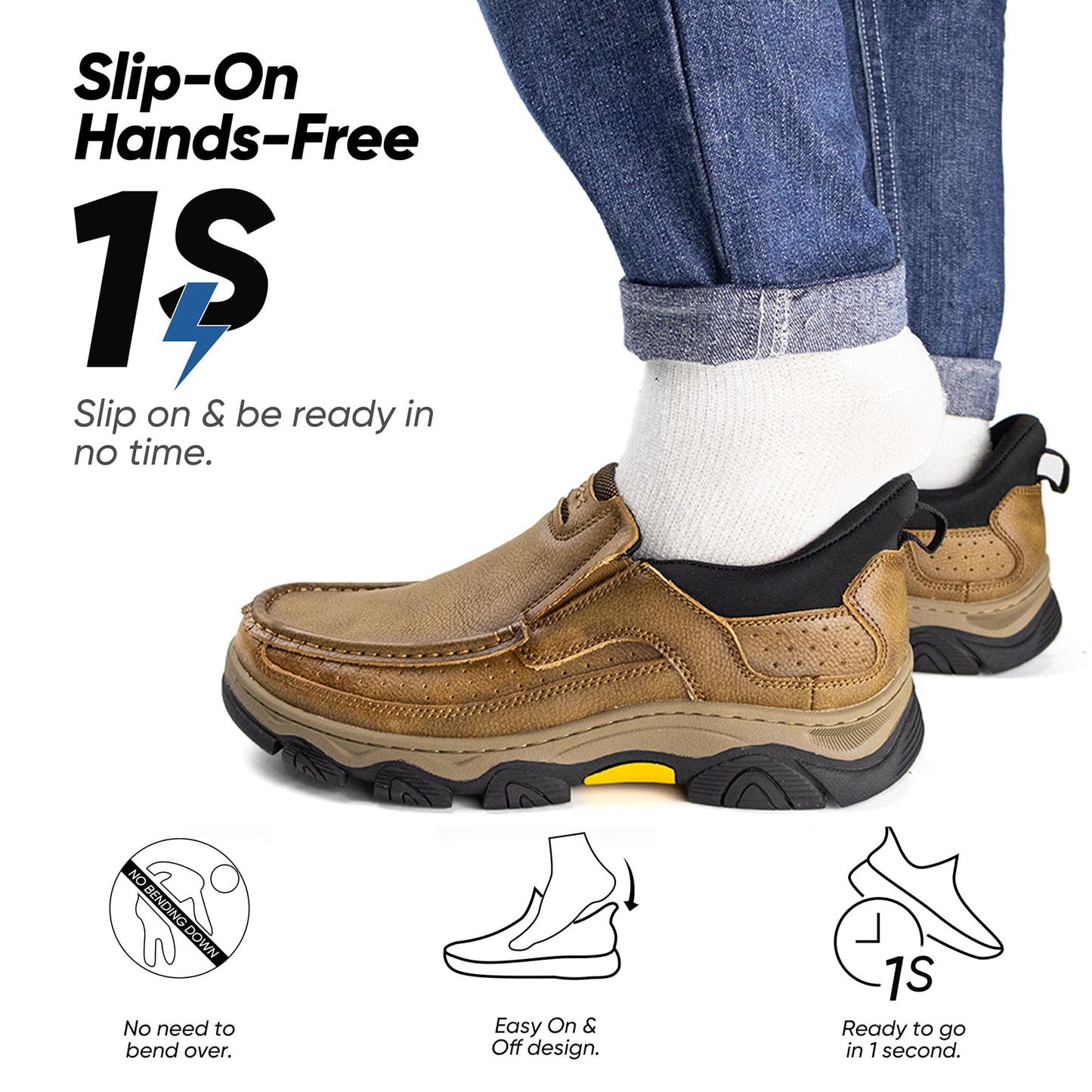 UPIShi® - Orthopedic Hands Free Slip On Leather Walking Loafers