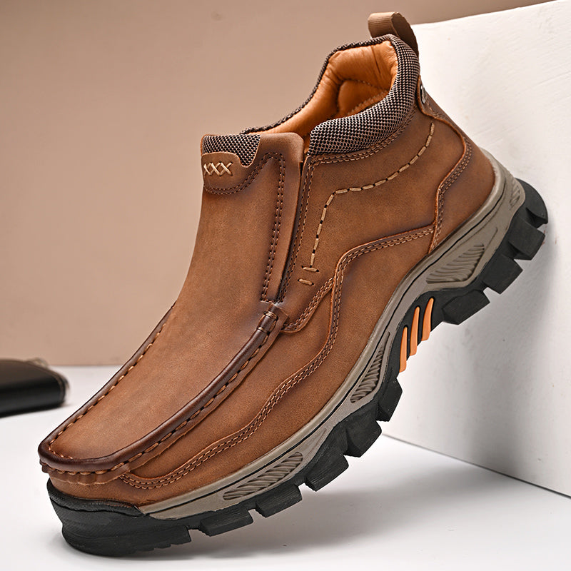 UPIShi® - Mens Slip On Casual Outdoor Leather Walking Hiking Loafers H2