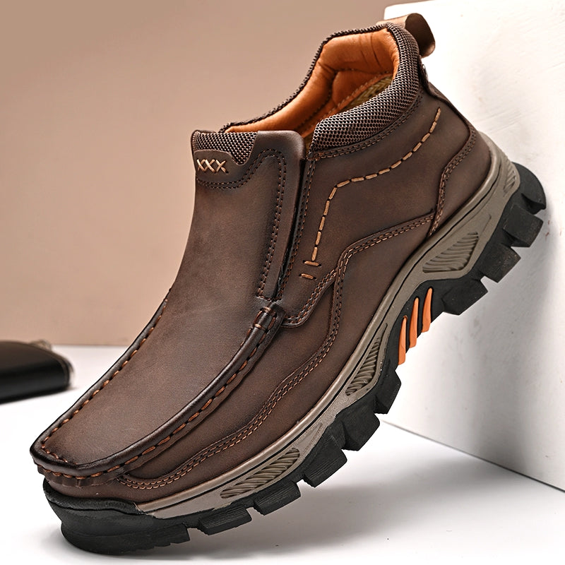 UPIShi® - Mens Slip On Casual Outdoor Leather Walking Hiking Loafers H2