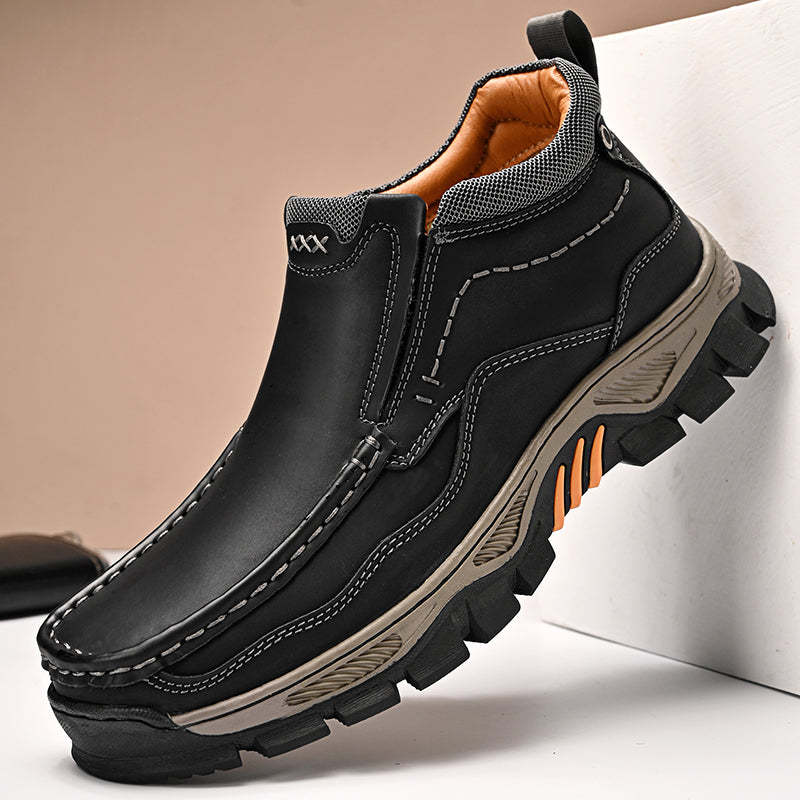 UPIShi® - Mens Slip On Casual Outdoor Leather Walking Hiking Loafers H2