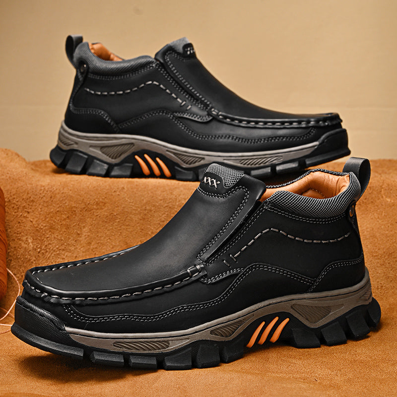 UPIShi® - Mens Slip On Casual Outdoor Leather Walking Hiking Loafers H2
