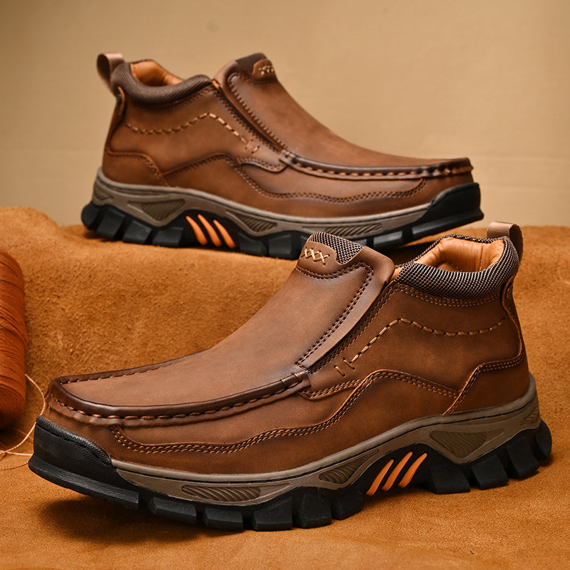 UPIShi® - Mens Slip On Casual Outdoor Leather Walking Hiking Loafers H2