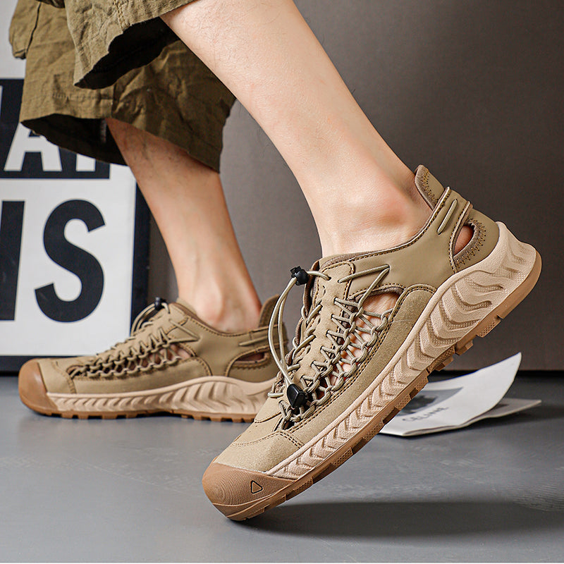 UPIShi® - Mens Closed Toe Breathable Easy On Comfortable Hiking and Water Sandals V2