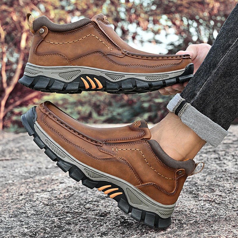 UPIShi® - Mens Slip On Casual Outdoor Leather Walking Hiking Loafers H2