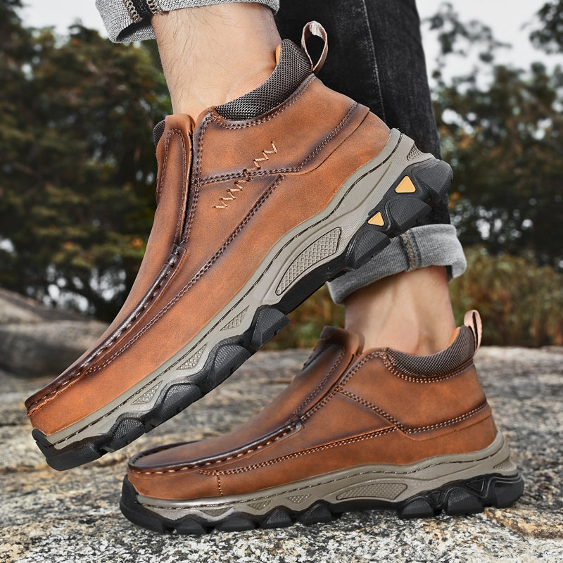 UPIShi® - Mens Slip On Casual Outdoor Leather Walking Hiking Loafers H1