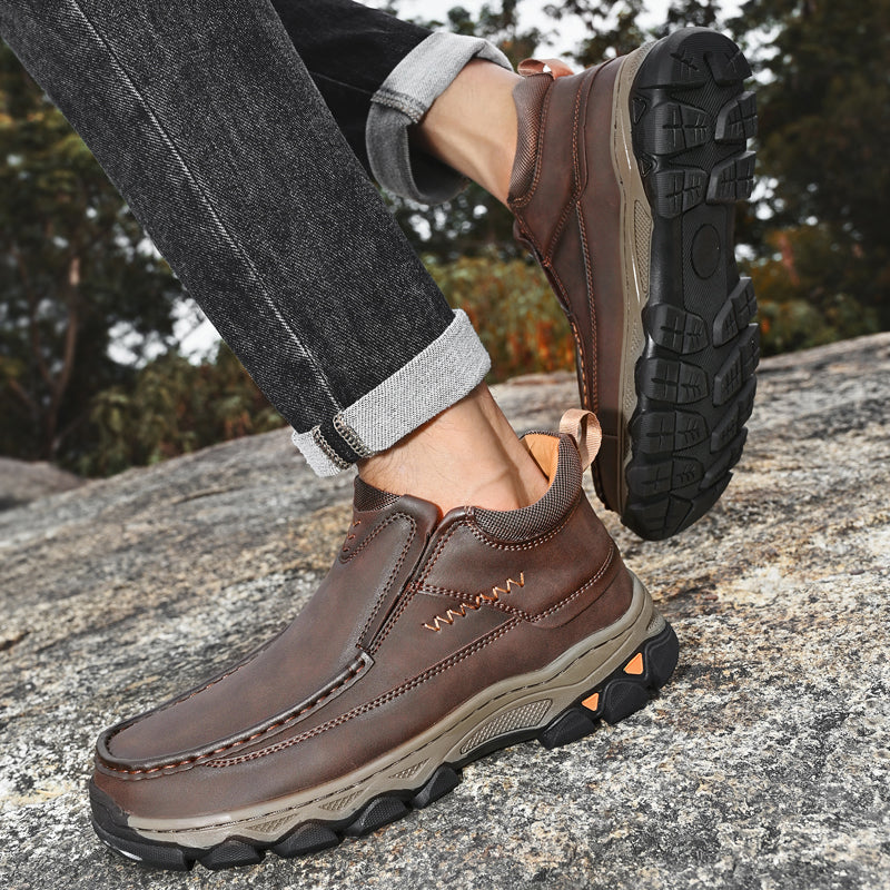 UPIShi® - Mens Slip On Casual Outdoor Leather Walking Hiking Loafers H1