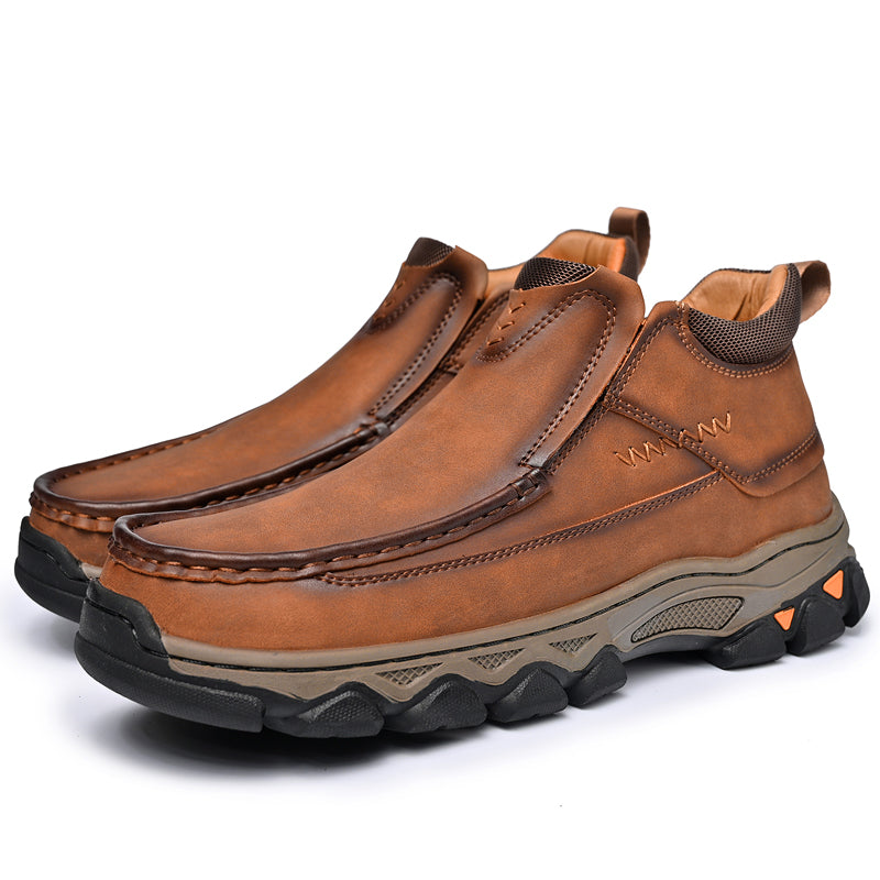 UPIShi® - Mens Slip On Casual Outdoor Leather Walking Hiking Loafers H1