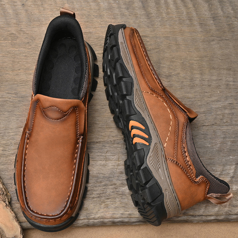 UPIShi® - Mens Slip On Casual Outdoor Leather Walking Hiking Loafers L2