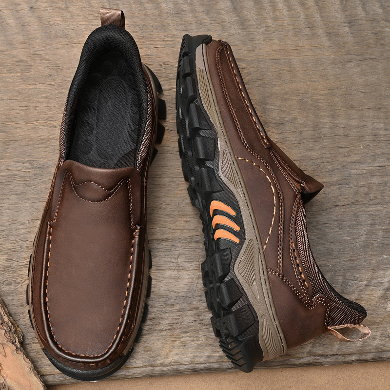 UPIShi® - Mens Slip On Casual Outdoor Leather Walking Hiking Loafers L2