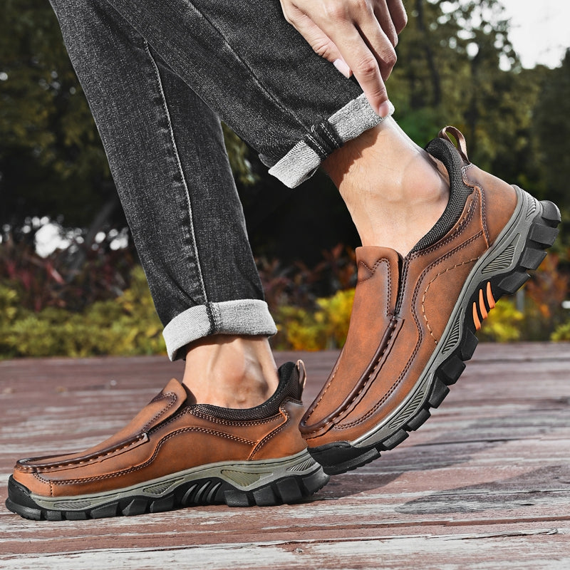 UPIShi® - Mens Slip On Casual Outdoor Leather Walking Hiking Loafers L2