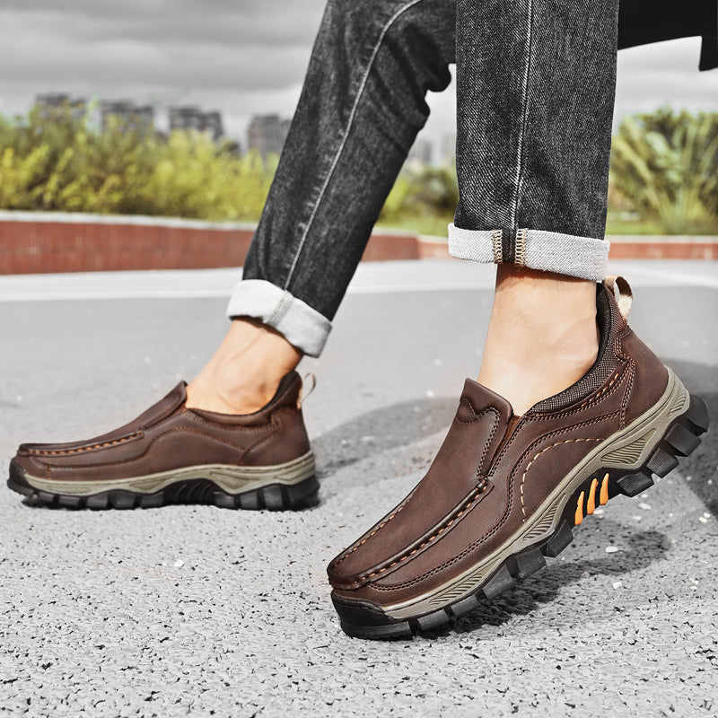 UPIShi® - Mens Slip On Casual Outdoor Leather Walking Hiking Loafers L2