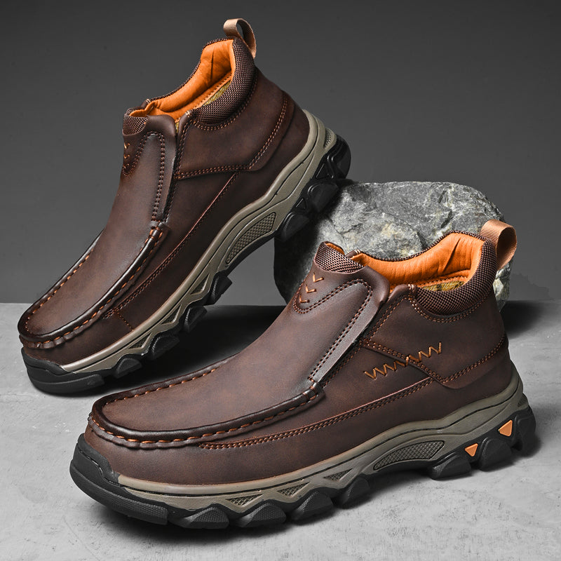 UPIShi® - Mens Slip On Casual Outdoor Leather Walking Hiking Loafers H1