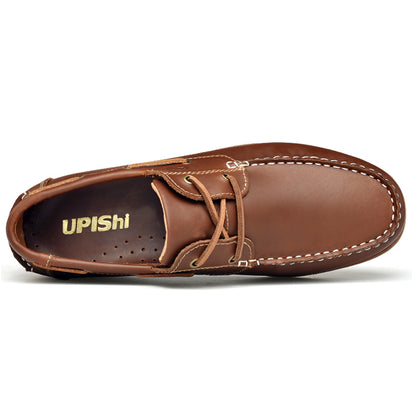 UPIShi® - Men's Leather Casual Moccasin Boat Shoe Loafers