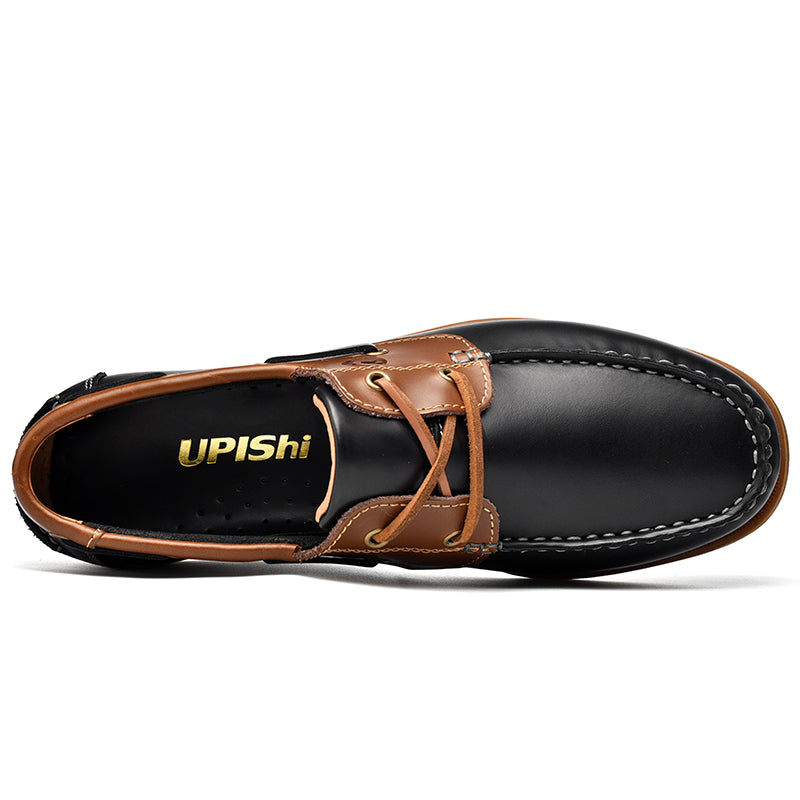 UPIShi® - Men's Leather Casual Moccasin Boat Shoe Loafers