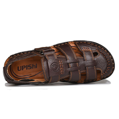 UPIShi® - Closed Toe Leather Fisherman Adjustable Summer Sandals