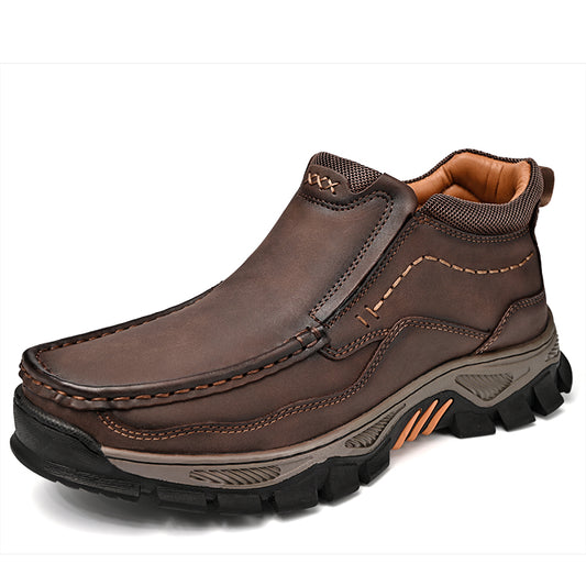 UPIShi® - Mens Slip On Casual Outdoor Leather Walking Hiking Loafers H2