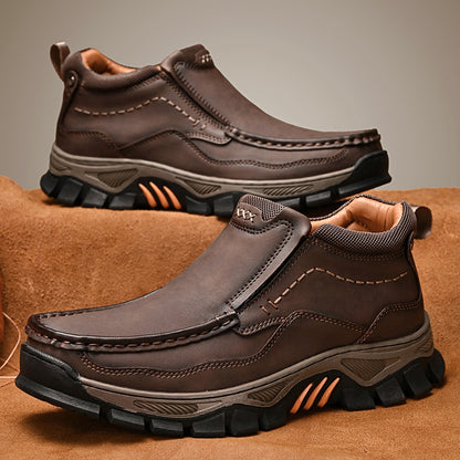 UPIShi® - Mens Slip On Casual Outdoor Leather Walking Hiking Loafers H2