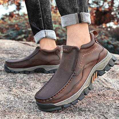 UPIShi® - Mens Slip On Casual Outdoor Leather Walking Hiking Loafers H2