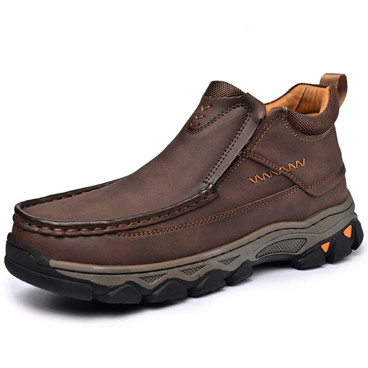 UPIShi® - Mens Slip On Casual Outdoor Leather Walking Hiking Loafers H1