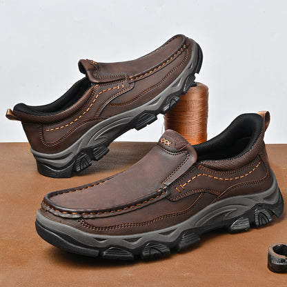 UPIShi® - Mens Slip On Casual Outdoor Leather Walking Hiking Loafers L1