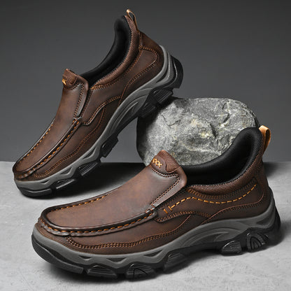 UPIShi® - Mens Slip On Casual Outdoor Leather Walking Hiking Loafers L1