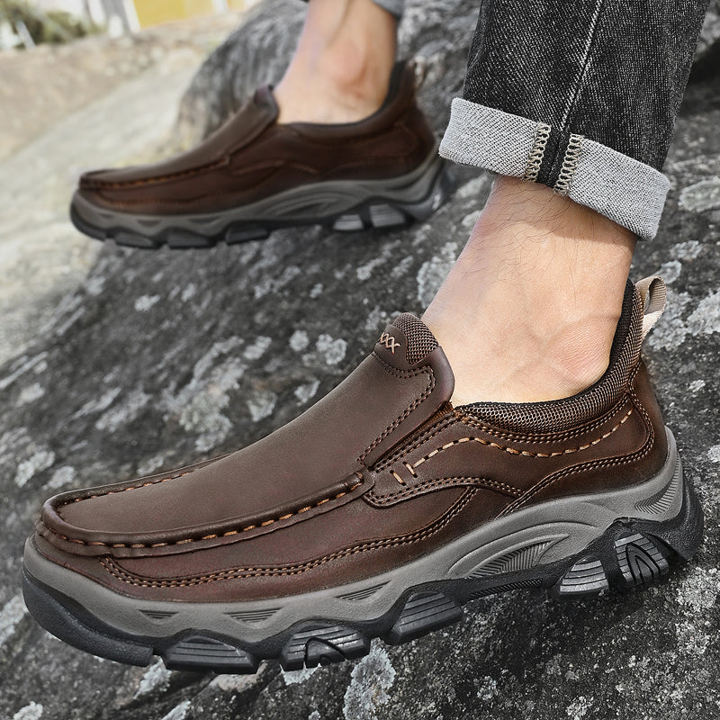 UPIShi® - Mens Slip On Casual Outdoor Leather Walking Hiking Loafers L1