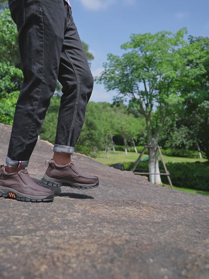 UPIShi® - Mens Slip On Casual Outdoor Leather Walking Hiking Loafers H2